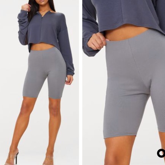 PrettyLittleThing Pants - PRETTY LITTLE THING Charcoal Biker Shorts